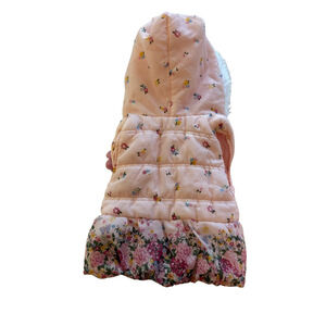 Girls Little Lass Vest 12M Pink Floral Puffer Hooded